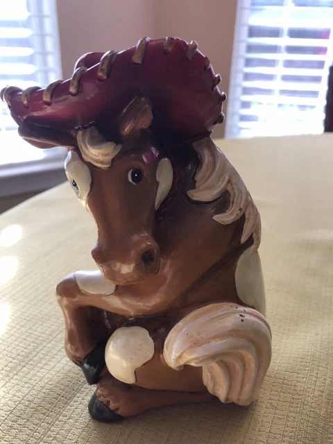 Vintage Ceramic Porcelain Horse Sombraro Piggybank