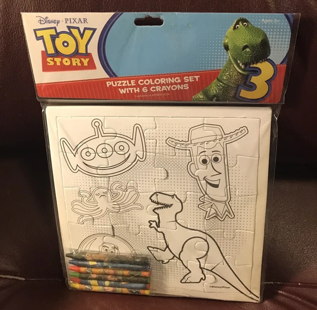 TOY STORY 3 "Color Your Own Puzzle Set", 6 Wax Crayons 6.25 PicClick