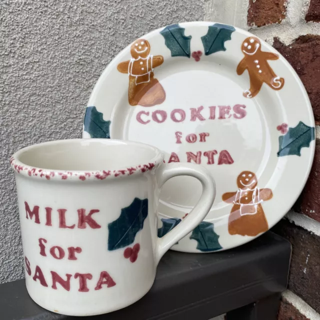 Hartstone  Milk And Cookies For Santa Gingerbread Holly Pottery Set
