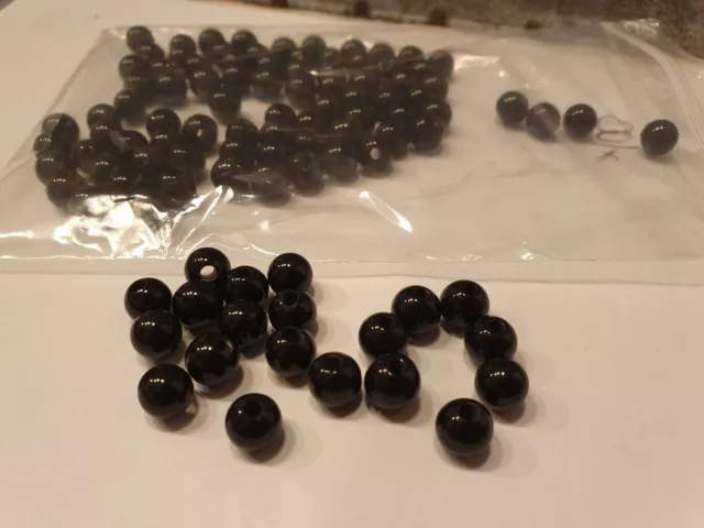 ONYX Lot de 100 Perles - 8mm ; 2 trous 2mm