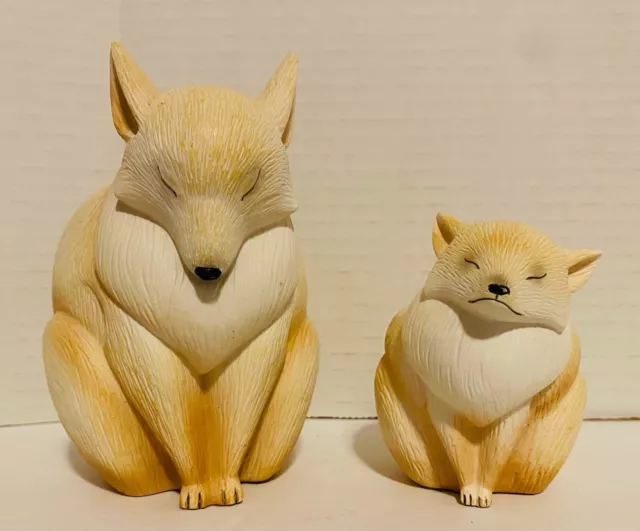 PartyLite Nature’s Love Mama And Baby Fox Votive Tea Light Candle Holders P9020