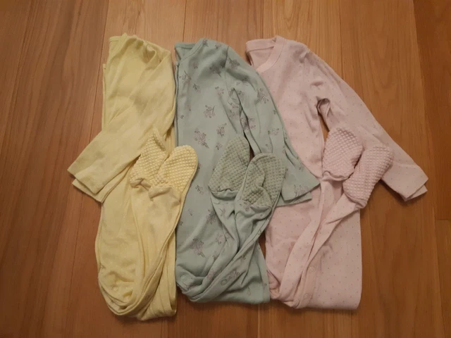 Bundle Of 3 Baby Girl Sleep Suits Sleepsuits 18-24 Months Nutmeg