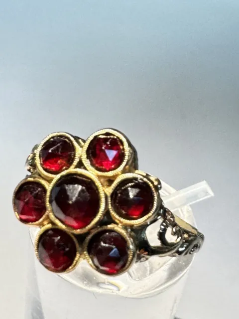 Antiker Damen Ring Granatring 585 Gold traumhaft schön verziert 4,12gr