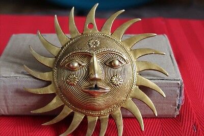 Golden Antique Style Brass Sun Face Ornament sun Mask wall hanging Buddha Plaque