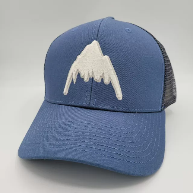 Burton Hat Snapback Baseball Cap Mesh Back Blue White Gray Mountains Outdoors