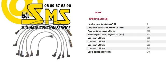 CABLE FAISCEAU DE BOUGIES TOYOTA MOTEUR 6 cylindres GM 6.262  7 Cables AT-KA