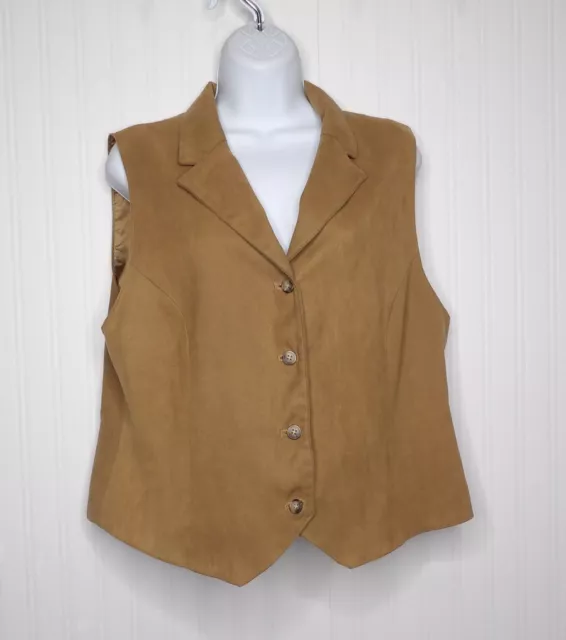 Vintage Pendleton Fitted Vest Camel Brown Tan USA Microfiber Womens 16P Petite