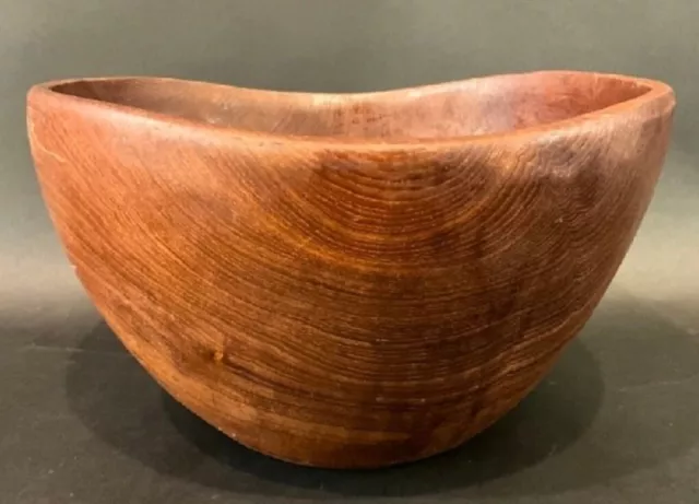 Large 12" Danish Mid-Century Modern Solid Teak Wood Fruit Bowl, Thailand