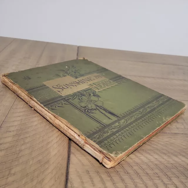 Antique Sunshine At Home 1883 Green Book Illustrated Vintage