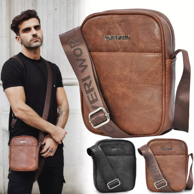 BORSELLO UOMO MODA tracolla borsa pelle lavoro vintage casual retro marrone nero EUR 23 90 PicClick IT