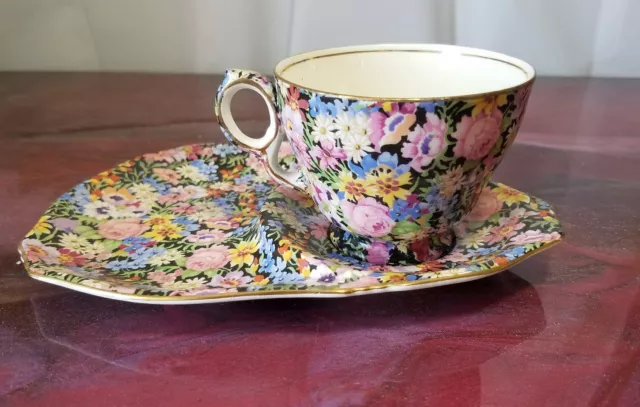 Royal Winton "BALMORAL" Grimwades Chintz Tennis set / snack set, Cup & Saucer