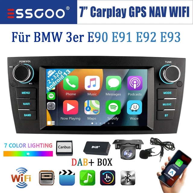 32G DAB + Carplay Android 13 autoradio GPS RDS BT Kam per BMW Serie 3 ...