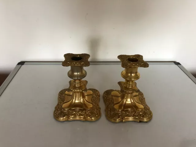 Nice Pair Of Silver Plated And Gilt Candlesticks In Nice Condition