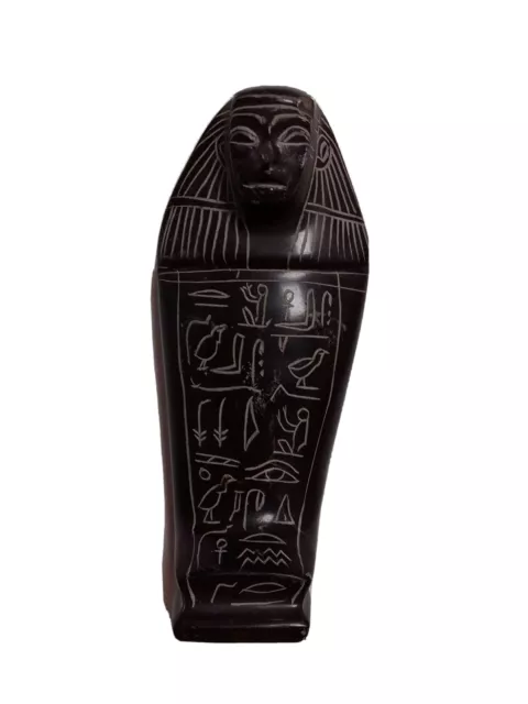As-is Chipped Egyptian Revival Figurine Carved Stone Figure Hieroglyphics