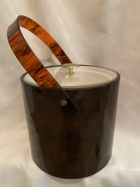 Georges Briard Ice Bucket Vintage Mid Century Modern Faux Tortoise Shell Acrylic