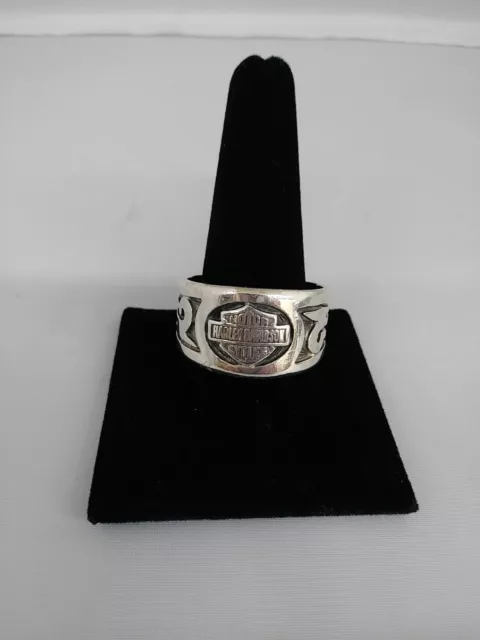 Sterling Silver Harley Davidson Mens Ring