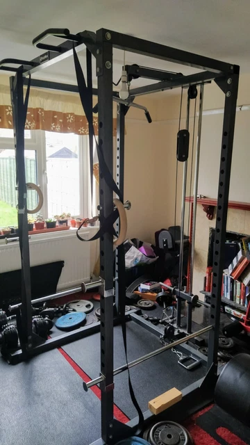BODYMAX CF375 POWER rack with lat low pulley attachment bundle