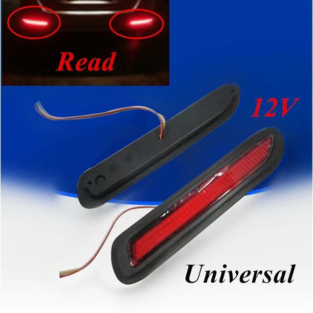 12V Red Lens LED Car Rear Bumper Reflectors Taillight Brake Fog  Light Univeral