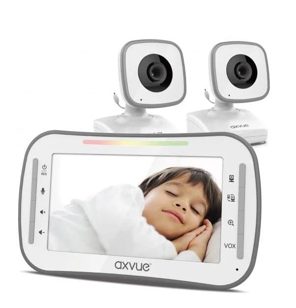 Axvue Video Baby Monitor, 4.3" High Resolution Display, 2 Cams for 2 Rooms