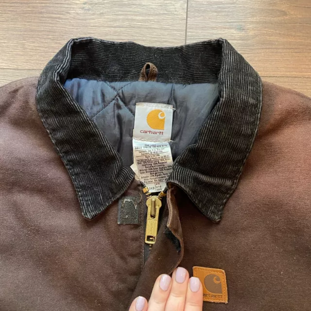CARHARTT JACKET MENS 2XL Brown J22 Duck Canvas Made in USA Quilt Lined ...