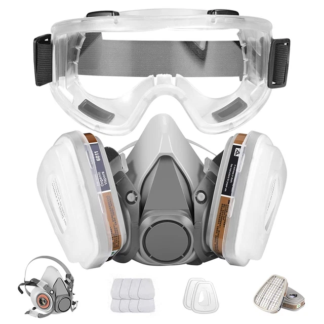 Respirator Mask Half Facepiece Gas Mask with Safety Glasses Reusable