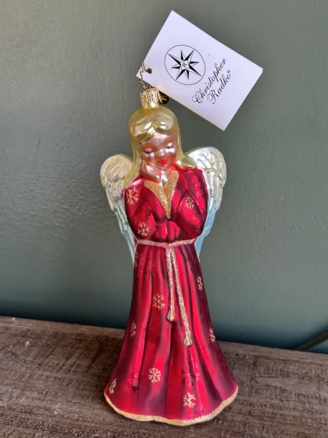 Christopher Radko “Prayers and Protection” Mouth Blown Glass Angel Ornament