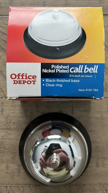 Vintage Office Depot Brand Call Bell 3-1/4” Polished Nickel Plated 2003 Ding Toy
