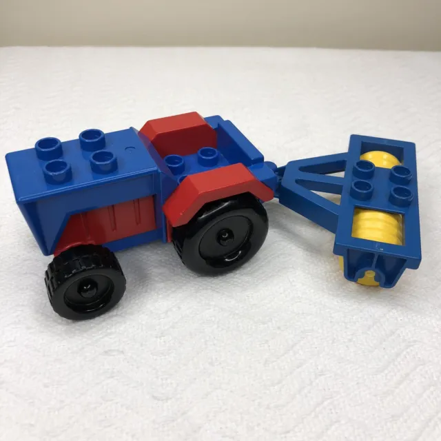 Lego Duplo VINTAGE SPREADER CULTIVATOR PLOW PART FARM RED BLUE TRACTOR