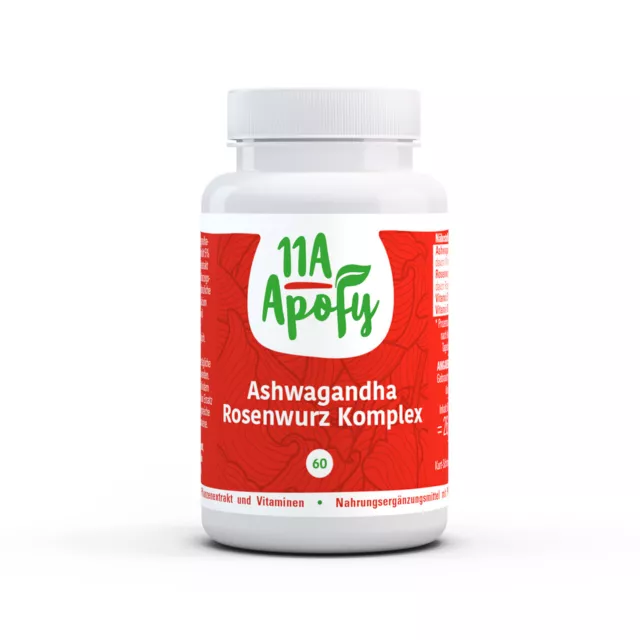 Ashwagandha Rosenwurz Komplex | mit Premium KSM-66® Extrakt | 60 Kapseln