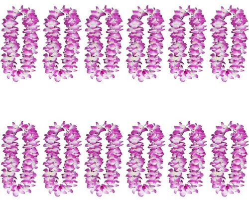 NEW 12 Pcs JUMBO Thick  41 Inch Purple Hawaiian Leis  CLOTH QULAITY ONES