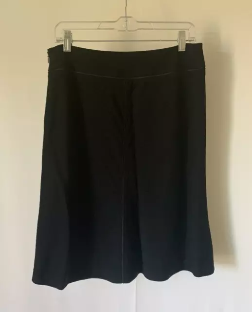 Ann Taylor Womens Skirt 12P Black Knee Length Aline Wool Blend Lined Career Fall