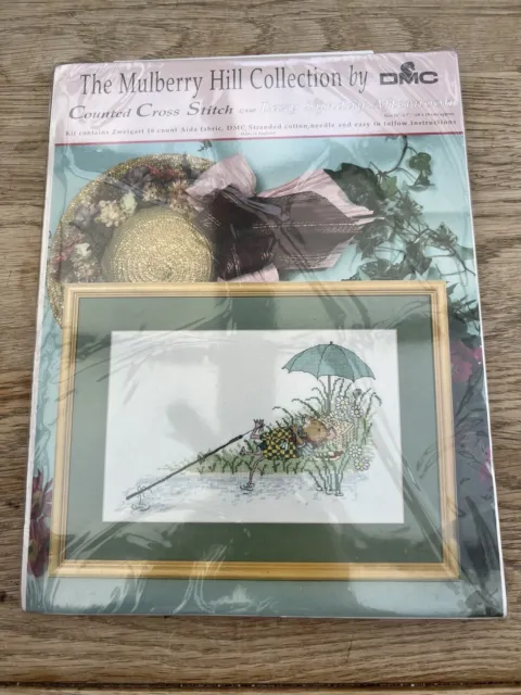 DMC Counted Cross Stitch Kit K447 “Lazy Sunday Afternoon” 28x18cm Fishing Mouse