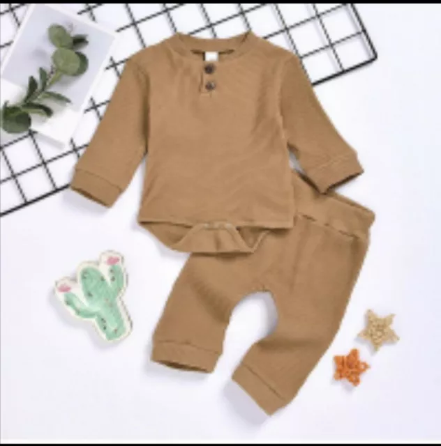 Ensemble de 2 tenues pantalon nouveau-né bébé garçon body manches longues pantalon