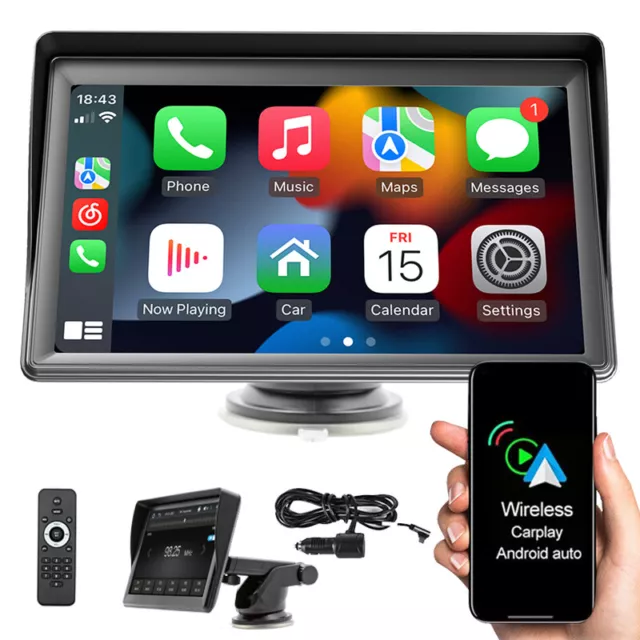 Car Radio Wireless Apple Carplay Android Auto 7 Inch Portable Touch Screen BT FM