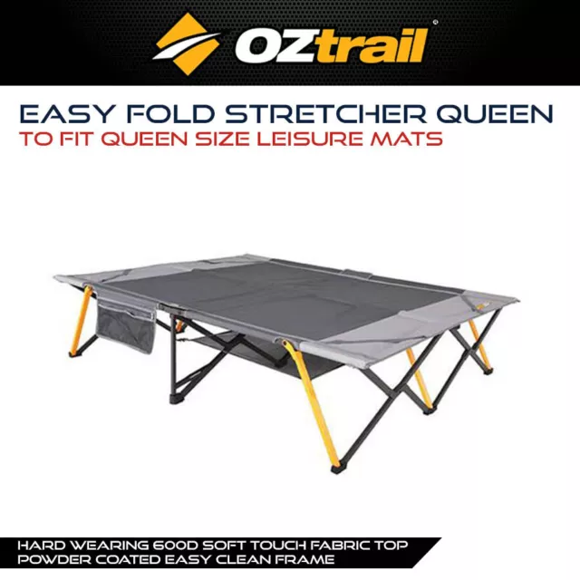 Oztrail Easy Fold Stretcher Queen Camping Outdoor Sleeping Gear Portable Bed Cot