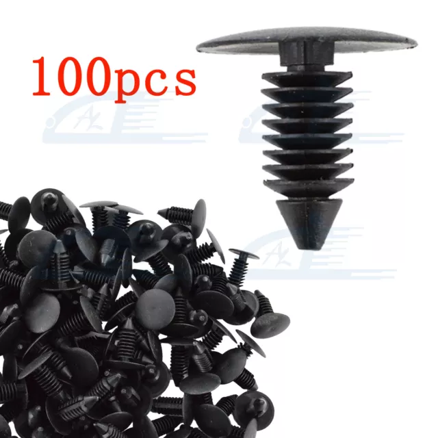 100X 8mm Bumper Clips Auto Car Hole Plastic Rivets Fastener Fender Push Pin NEW