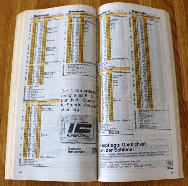 DB STADTEVERBINDUNGEN SOMMER 1990 German Train Timetable [Germany] £6. ...