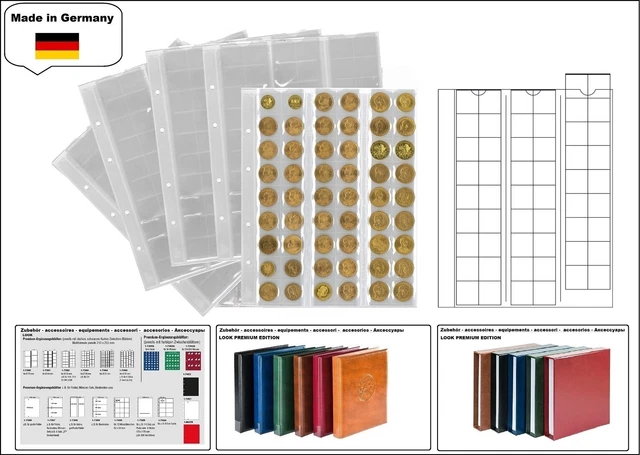 1 LOOK 1-7397 Münzhüllen PREMIUM 2 Fächer 190 X 122 Mm Für Münz Folder