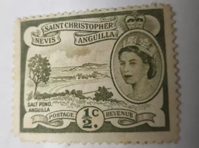 1954 St Christopher Nevis Anguilla SG 106a Salt Pond 1/2c Postage Stamp