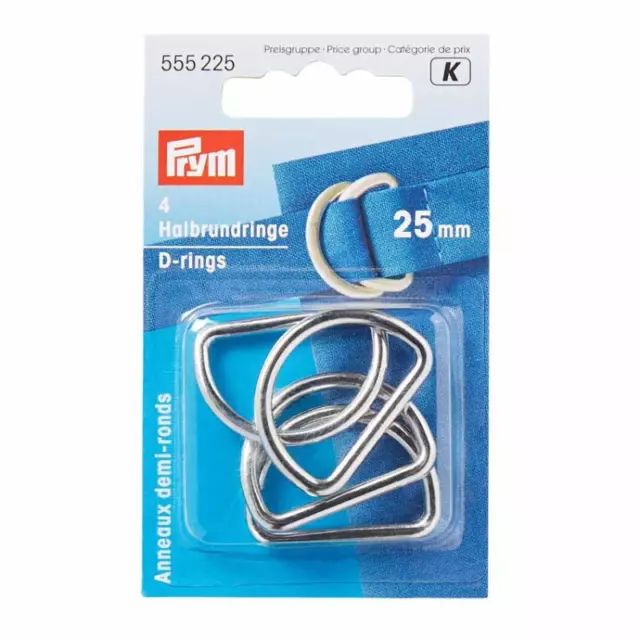 Prym Welded Metal D Rings For Bag Straps, Bag Making 20mm, 25mm, 30mm, 40mm