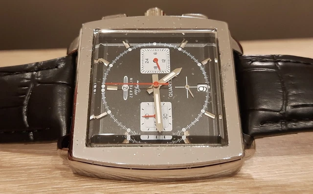Orologio Uomo Crono Zeppelin Data silver black a batteria ***Bellissimo***