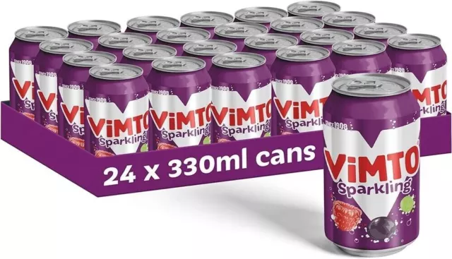 Vimto Fizzy Original Soft Drink Can 330ml , Pack Of 24,