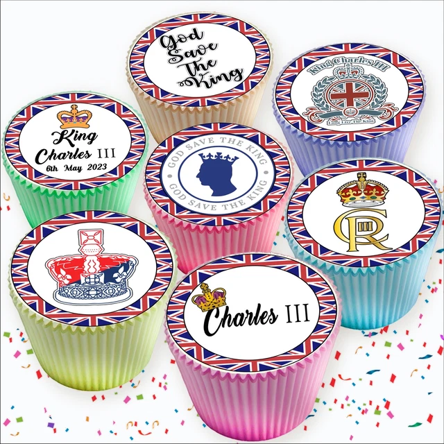 KING CHARLES CORONATION Crowning Edible Cupcake Toppers Cake