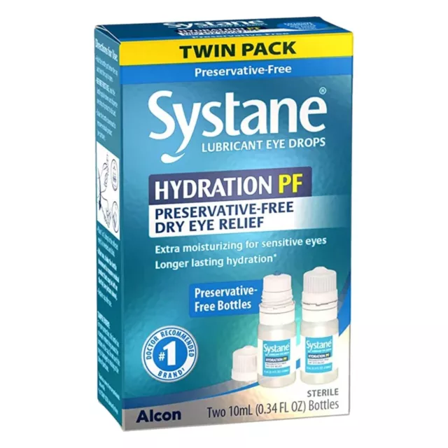 Gotas conservadoras para ojos SYSTANE HYDRATION PF 10 ml cada una - PAQUETES DOBLES