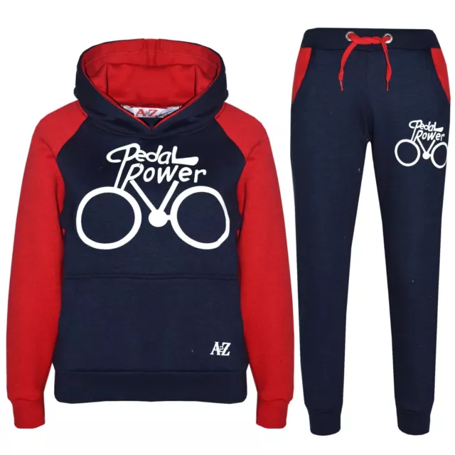 Bambine Tuta Navy Designer Pedale Potenza Top & Fondo Tuta da Jogging 5-13 Anni