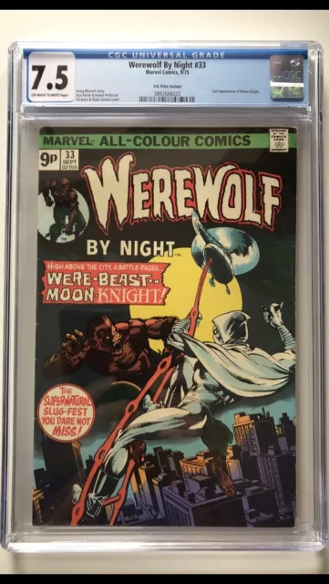 Werewolf by night #33-2nd app. of Moon Knight-Rare 🇬🇧 U.K. variant