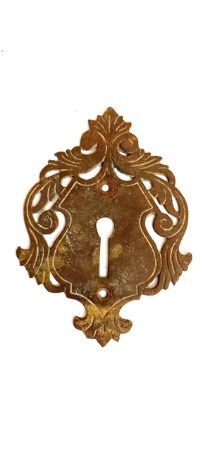 Original Door Escutcheon Big Brass Key hole Plate Cover Antique Vintage Old E63