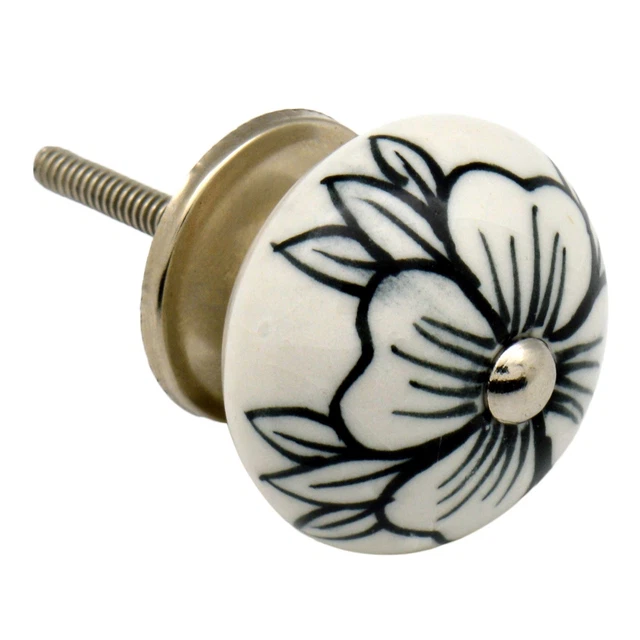 Bouton en céramique Porte d'armoire armoire poignée Set - x1 bourgeon floral
