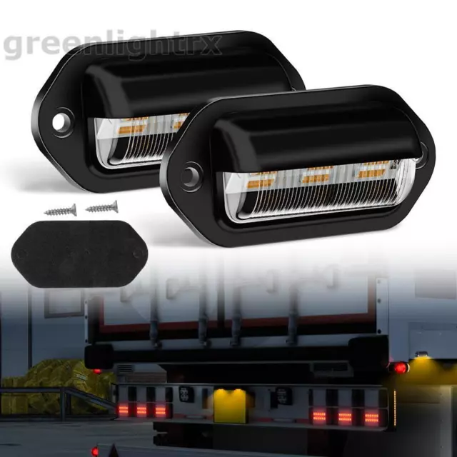 2X Yellow LED License Plate Light Tag Lamps Assembly Truck Trailer RV Universal
