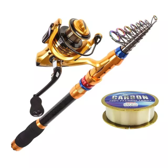 Fishing Rod and Reel Combo Saltwater Freshwater-12FT Carbon Fiber Telescopic Rod